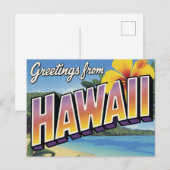 Hawaii Strand en Hibiscus Briefkaart (Voorkant / Achterkant)