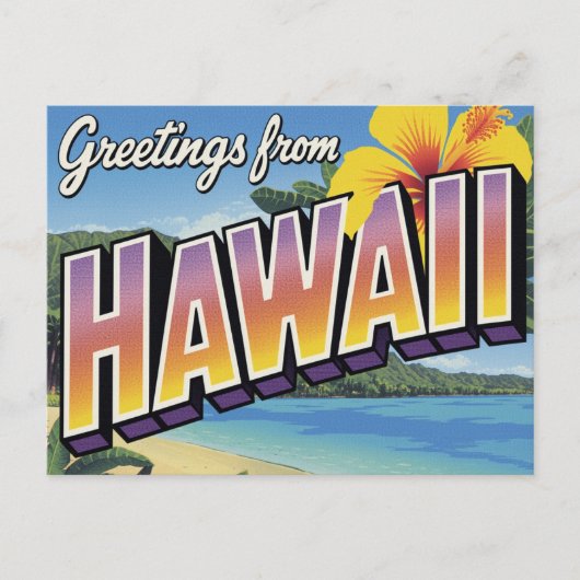 Hawaii Strand en Hibiscus Briefkaart (Voorkant)