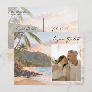 Hawaii strand huwelijksfoto Save the Date Briefkaart