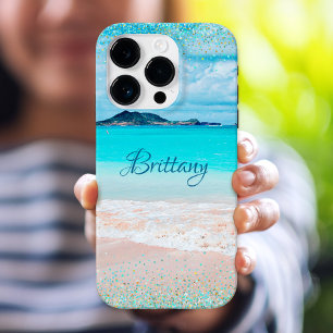 Hawaii Strand Tropisch Meisjesachtig Blauw Confett iPhone 16 Pro Hoesje