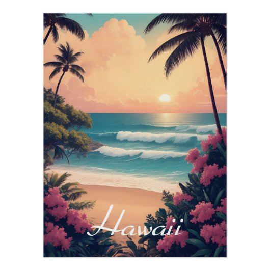 Hawaii Strand VS Reisposter Perfect Poster (Voorkant)