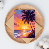 Hawaii strand zonsondergang schilderen reis kaart