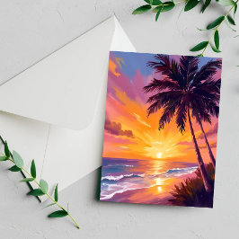 Hawaii strand zonsondergang schilderen reis kaart