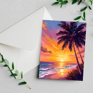 Hawaii strand zonsondergang schilderen reis kaart