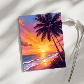Hawaii strand zonsondergang schilderen reis kaart