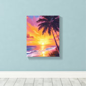 Hawaii strand zonsondergang schilderen reizen canvas afdruk (Insitu (Houten vloer))