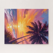 Hawaii strand zonsondergang schilderen reizen legpuzzel (Horizontaal)