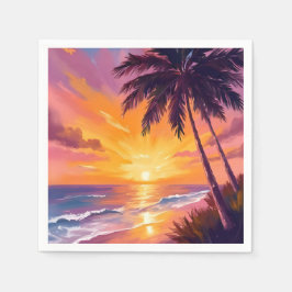 Hawaii Strand Zonsondergang Schilderen Reizen Servet
