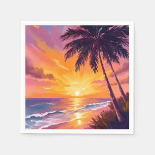 Hawaii Strand Zonsondergang Schilderen Reizen Servet