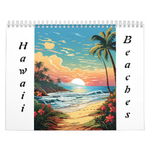 Hawaii stranden kleuren het zelf kalender