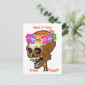 Hawaii Style Halloween Skull Briefkaart (Staand voorkant)