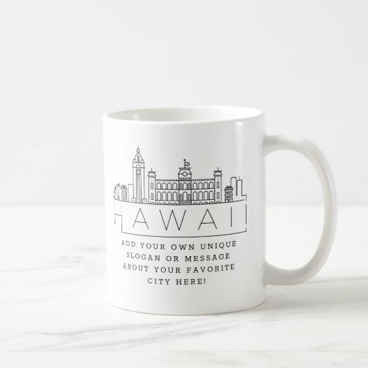 Hawaii Stylized Skyline | Aangepaste Slogan Coffee Koffiemok (Rechts)