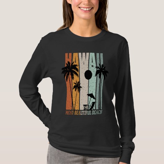 Hawaii Summer Beach Vintage Sunset T-shirt (Voorkant)