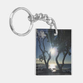 Hawaii Sunlit Trees Ocean Shore Color Photography Sleutelhanger (Voorkant Links)
