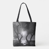 Hawaii Sunlit Trees Shore Black and White Photo Tote Bag (Achterkant)