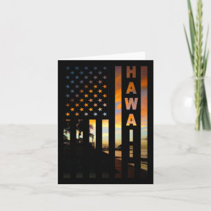 Hawaii Sunset American Flag Honolulu Hawaiian Isla Kaart