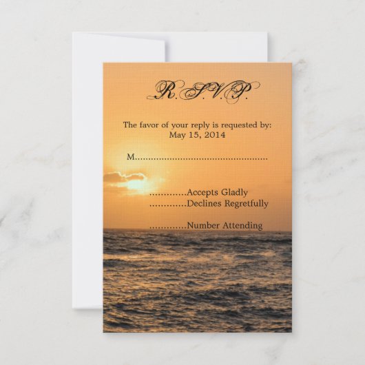 Hawaii Sunset Bruiloft RSVP Kaartje (Voorkant)