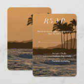 Hawaii Sunset Bruiloft RSVP Kaartje (Voorkant / Achterkant)