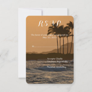 Hawaii Sunset Bruiloft RSVP Kaartje