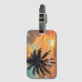 Hawaii Sunset Calligraphy Simple Professional Name Bagagelabel (Voorkant (verticaal))