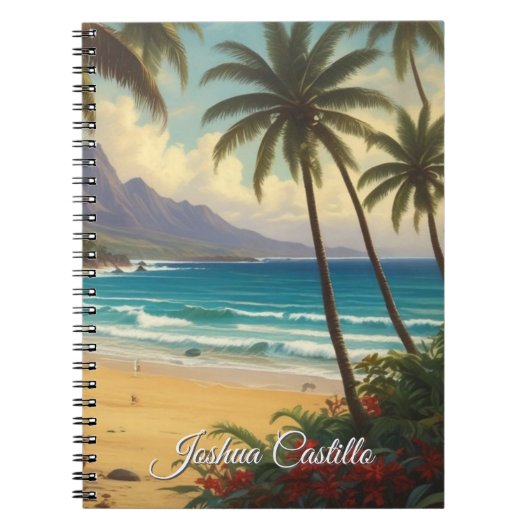 Hawaii Sunset Calligraphy Simple Professional Name Notitieboek (Voorkant)