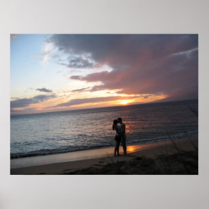 Hawaii Sunset en twee Honeymooner Poster