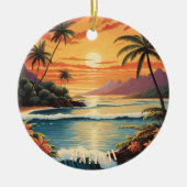  Hawaii Sunset Painting Zee Strandlaken Keramisch Ornament (Voorkant)