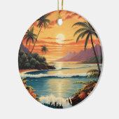  Hawaii Sunset Painting Zee Strandlaken Keramisch Ornament (Links)