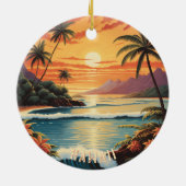  Hawaii Sunset Painting Zee Strandlaken Keramisch Ornament (Achterkant)