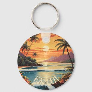  Hawaii Sunset Painting Zee Strandlaken Sleutelhanger