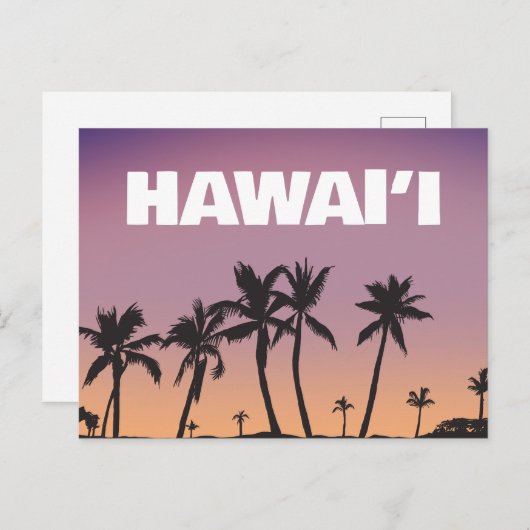 Hawaii Sunset Palm Tree Gradient Sky Postcard  Briefkaart (Voorkant / Achterkant)