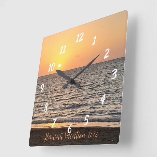 Hawaii Sunset Photograph Vierkante Klok (Hoek)