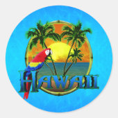 Hawaii Sunset Ronde Sticker (Voorkant)
