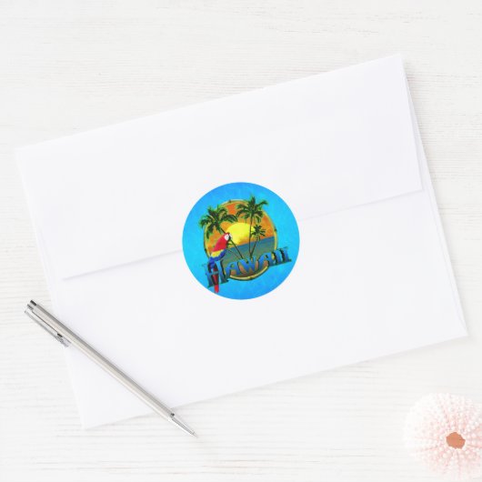 Hawaii Sunset Ronde Sticker (Envelop)