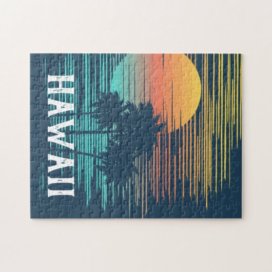 Hawaii Sunset Sunrise Graphic Topical Rainforest Legpuzzel (Horizontaal)