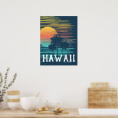 Hawaii Sunset Sunrise Graphic Topical Rainforest Poster (Keuken)