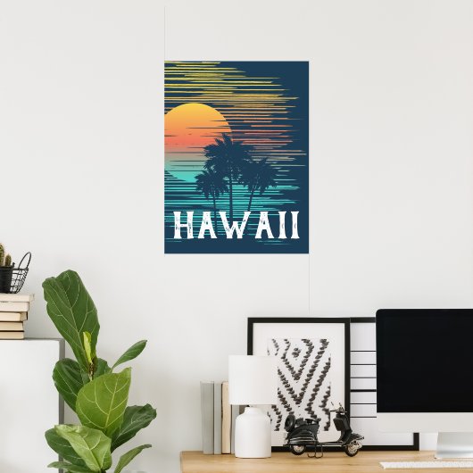 Hawaii Sunset Sunrise Graphic Topical Rainforest Poster (Thuiskantoor)