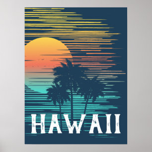 Hawaii Sunset Sunrise Graphic Topical Rainforest Poster