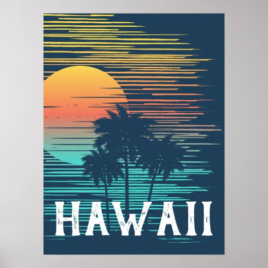 Hawaii Sunset Sunrise Graphic Topical Rainforest Poster (Voorkant)