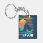 Hawaii Sunset Sunrise Graphic Topical Rainforest Sleutelhanger (Voorkant Links)