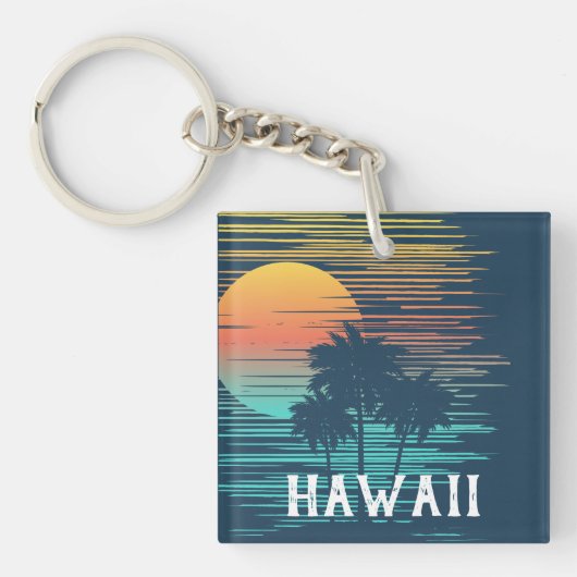 Hawaii Sunset Sunrise Graphic Topical Rainforest Sleutelhanger (Voorkant)