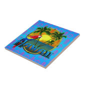 Hawaii Sunset Tiki Mask Tegeltje (Zijkant)