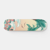 Hawaii Sunset Waves Hibiscus Flowers Palms Birds Persoonlijk Skateboard (Horizontaal)