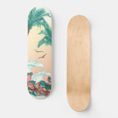 Hawaii Sunset Waves Hibiscus Flowers Palms Birds Persoonlijk Skateboard (Voorkant)