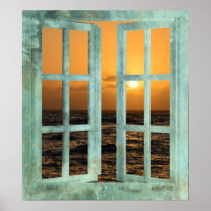 Hawaii Sunset Window Poster
