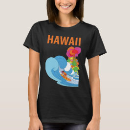 Hawaii Surf Golfblauwe Retro Reis T-Shirt