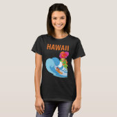 Hawaii Surf Golfblauwe Retro Reis T-Shirt (Voorkant volledig)