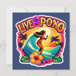Hawaii Surf Live Pono Oceaangolf Hibiscus Bloem Kaart
