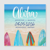 Hawaii Surfboard Aloha Beach Wedding Save the Date (Voorkant)