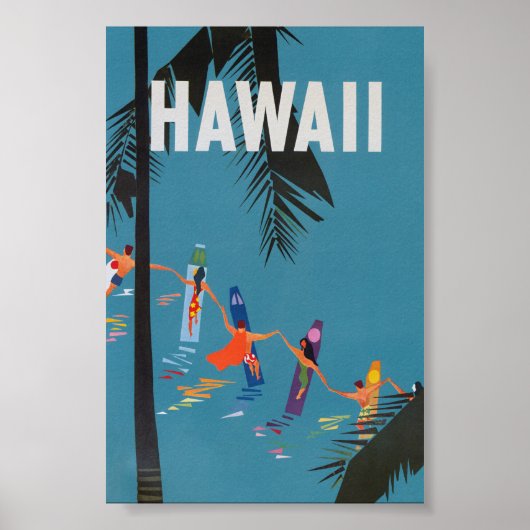 Hawaii Surfboards Vintage Travel Poster (Voorkant)
